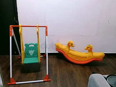 Kids Indoor Swing and 2-Seat Rocker, wooden easel art table - Good Condition.