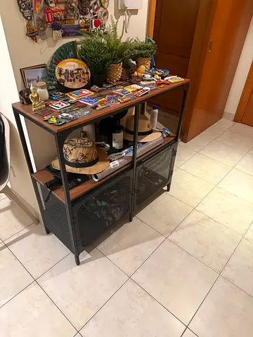 Industrial-style kitchen cart / island with storage shelves
