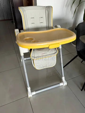 Adjustable Yellow Baby High Chair with Tray - Good Condition