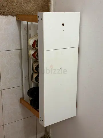 Compact shoe rack with cabinet - white wooden