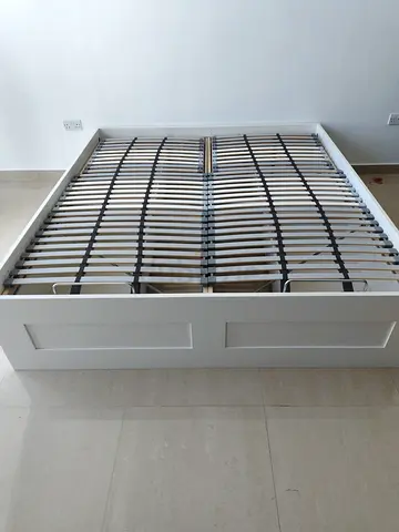 IKEA white wooden storage bed with 4 drawers double bed frame with slatted base - good condition