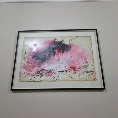 Framed Abstract Watercolor on Handmade Paper by Local Artist