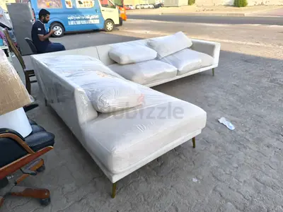 Light beige 3-seater sofa with chaise lounge — modern design