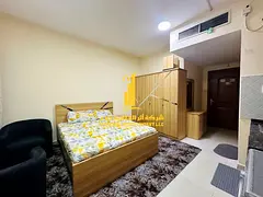 Luxurious studio apartment with an open kitchen and balcony, fully furnished ✨ Ajman, Al Nuaimiya