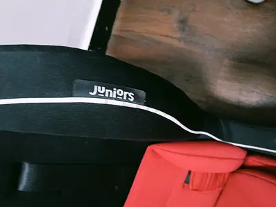 Juniors branded red infant car seat -used kess