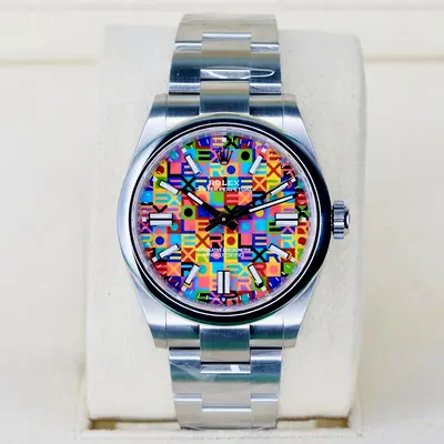 Rolex Oyster Perpetual with Multicolor Pattern Dial - Stainless Steel
