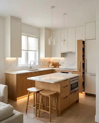 Modern wooden kitchen island