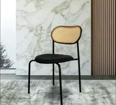4 Black and rattan dining chair