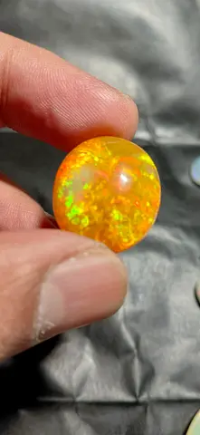 Natural Ethiopian Welo Opal Cabochon — Round Orange Flashy Gem 27 carat