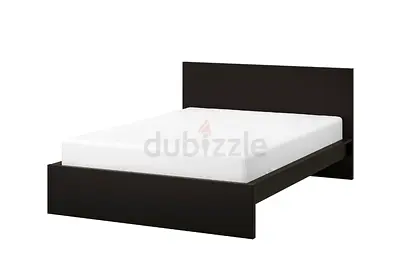 IKEA Excellen Condition Double Bed Frame 180x200 - Dark Brown + Matress + Cover + Bed Sheets