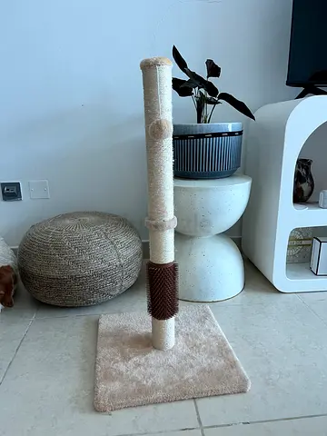 Used sisal cat scratching post with brush - good condition