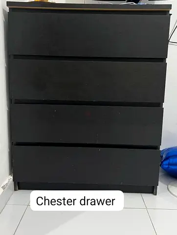 Black 4-Drawer Chest / Dresser - Compact Storage