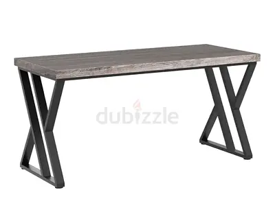 Modern Study Desk with Industrial Metal X-Legs