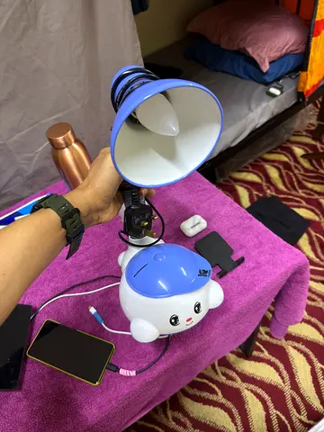 Small desk lamp with cute night light/fan (used)