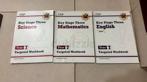 CGP Key Stage Three Year 7 Targeted Workbooks - Science, Mathematics, English (Set of 3)