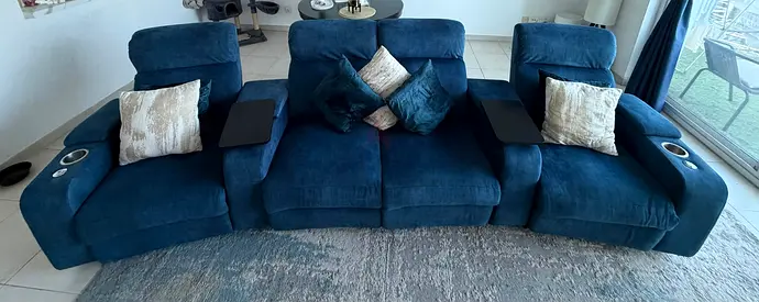Midnight Blue 4-Seater OR 3-seater + Arm-chair Recliner Sofa with Cup Holders, in-arm storage