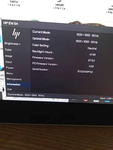 Hp portable monitor E14 g4