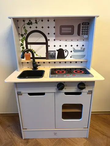 Wooden Play Kitchen with Sink, Oven and Stove - like new