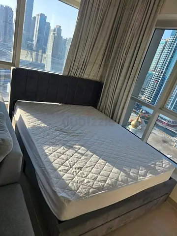 Upholstered double bed with mattress – excellent condition