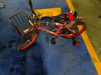 Kids Red Vlara Bicycle with Training Wheels and Front Basket