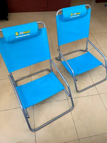 Set of 2 Portable Folding Beach/Patio Chairs - Light Blue
