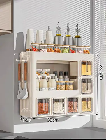 2-in-1 Kitchen Spice Rack, Wall-Mount or Countertop, No-Drill Seasoning  Condiment Organizer