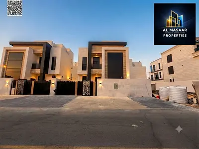 فيلا فاخرة للبيع  طابقين وروف منطقة الباهيه عجمان رسوم التسجيل والتملك تملك حر