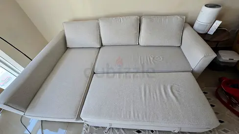 Comfortable 3-Seater L-Shaped Sofa Bed in biege