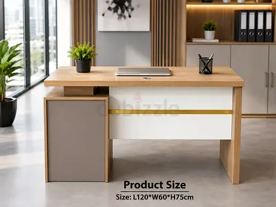 Modern Office Desk with 3 Drawers – Beige Office Table For UAE Offices