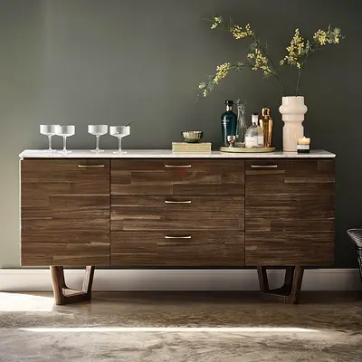 Modern Wooden Sideboard with Marble Top
