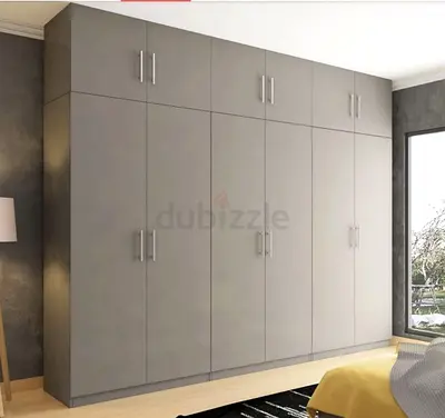 Large Modern Built-in Wardrobe / Closet - Grey Finish