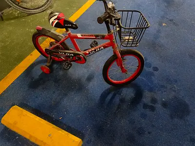 Kids Red Vlara Bicycle with Training Wheels and Front Basket