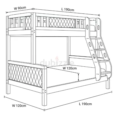 Sturdy Wooden Bunk Bed with Ladder