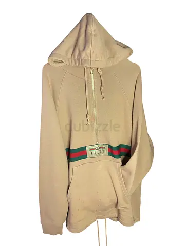 Beige Gucci-style Oversized Hoodie with Front Pocket (used)