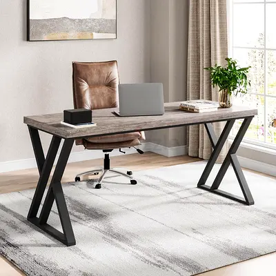 Tribesigns Writing Computer Desk, 140cm Heavy Duty Study Desk with Z-Shaped Metal Leg, Modern Simple