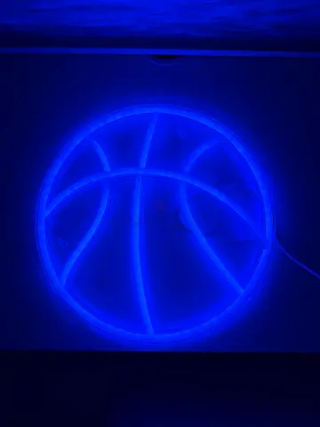 LED Neon Wall Light - Blue Circular Decorative Sign (Basketball Style)