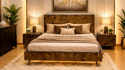 Marina Home Solid Wood King Size Bed set
