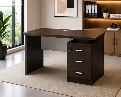Modern Office Desk with 3 Drawers – Wenge Office Table For UAE Offices