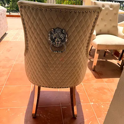 Upholstered Dining/Accent Chair with Lion Ring Back Detail