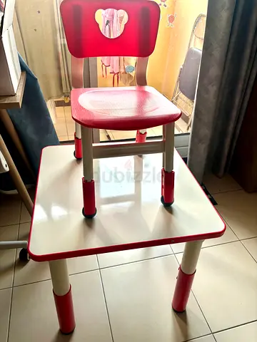 Kids Adjustable Table and Chair Set - Red/White