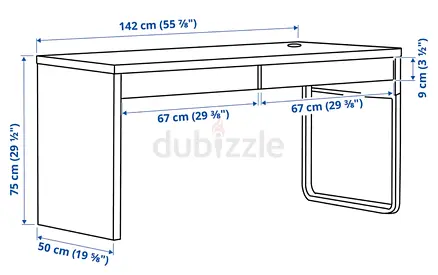 IKEA Micke study Desk 142cm - black, Good Condition