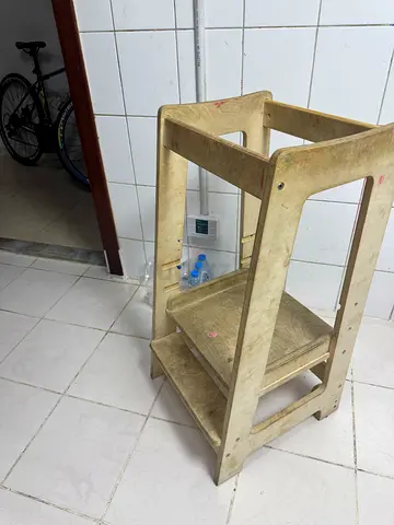 Used wooden kid’s kitchen tower — sturdy, simple design