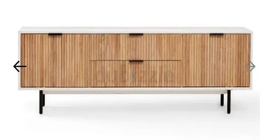 Modern Wooden Sideboard / TV Console with Slatted Doors - Light Oak