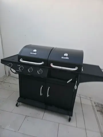 Char-Broil Deluxe 3-Burner Gas Charcoal Grill with Cabinet