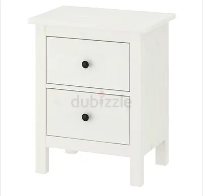 White 2-Drawer Wooden Nightstand / Bedside Table