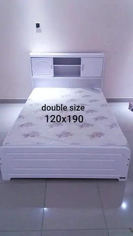 White double bed with headboard storage - 120x190 cm