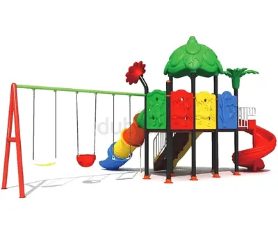 Large Outdoor Kids Playground Set with Slides and Swings
