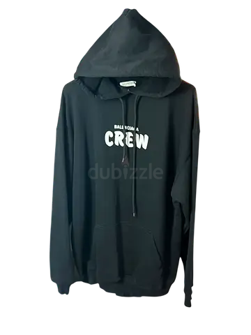 Black Crew Hooded Sweatshirt (Balenciaga style) - Unisex Casual Hoodie