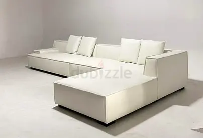 Large White Modern L-Shaped Sectional Sofa - Minimal Design
