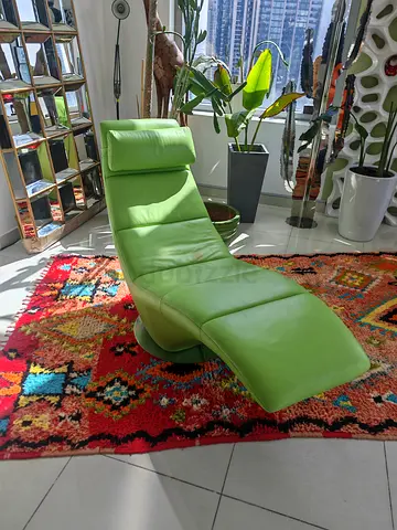 Luxury Lorenzo Genuine Leather Green Lounge Chair